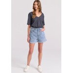 Relaxed linen blend μονόχρωμο t-shirt
