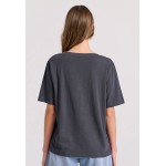 Relaxed linen blend μονόχρωμο t-shirt