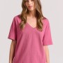 Relaxed linen blend μονόχρωμο t-shirt