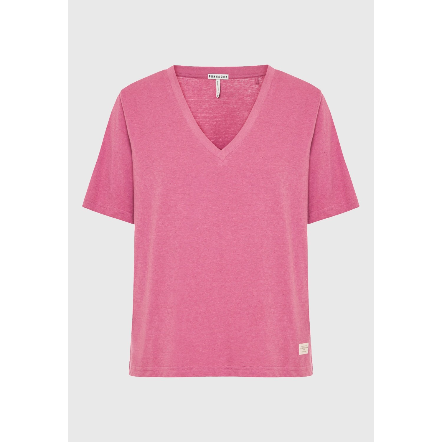 Relaxed linen blend μονόχρωμο t-shirt