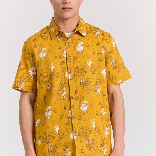 Relaxed linen blend πουκάμισο με all over τύπωμα