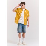Relaxed linen blend πουκάμισο με all over τύπωμα