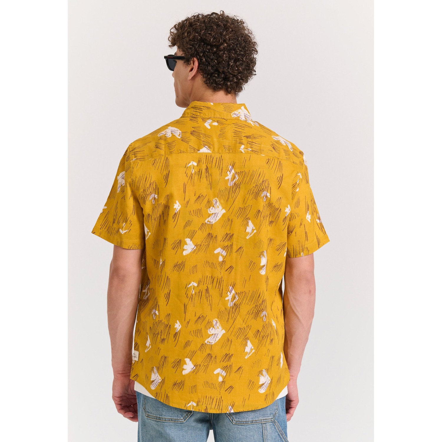 Relaxed linen blend πουκάμισο με all over τύπωμα