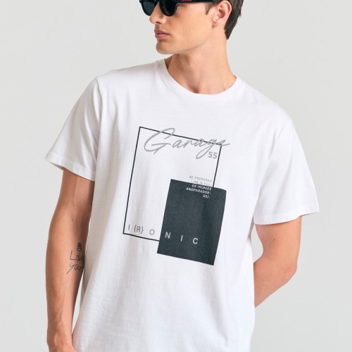 T-shirt με minimal τύπωμα Garage 55.