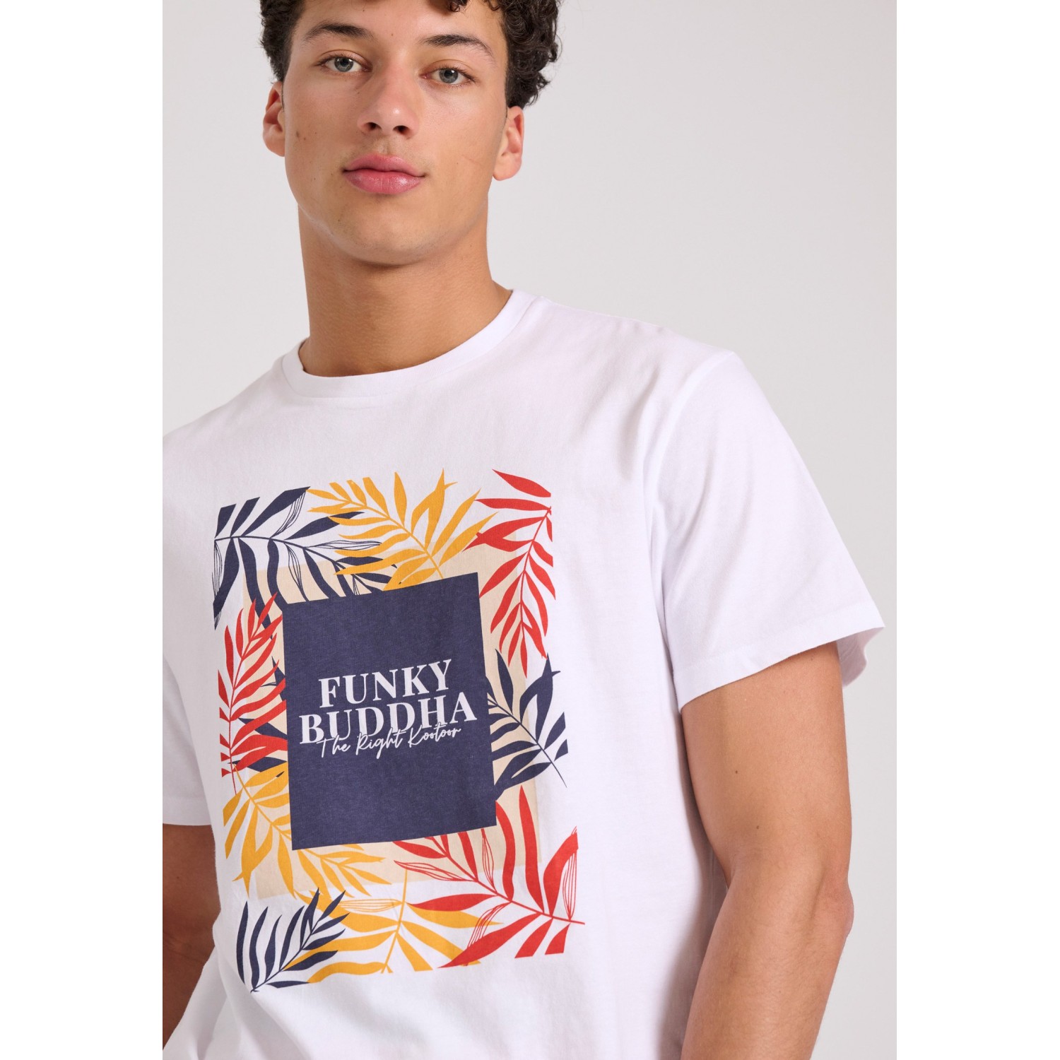 T-shirt με tropical frame τύπωμα