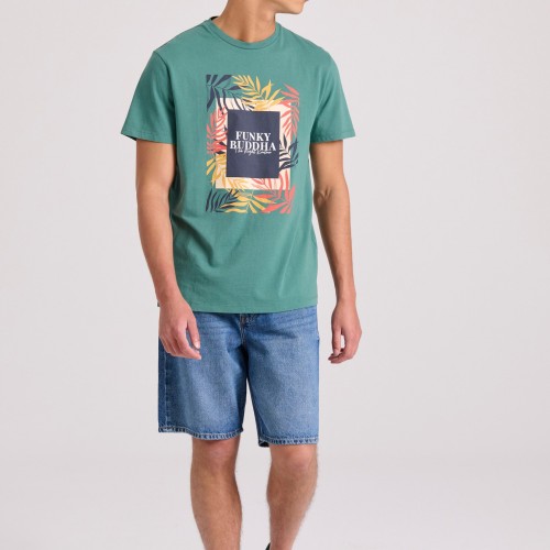 T-shirt με tropical frame τύπωμα T-shirt με tropical frame τύπωμα