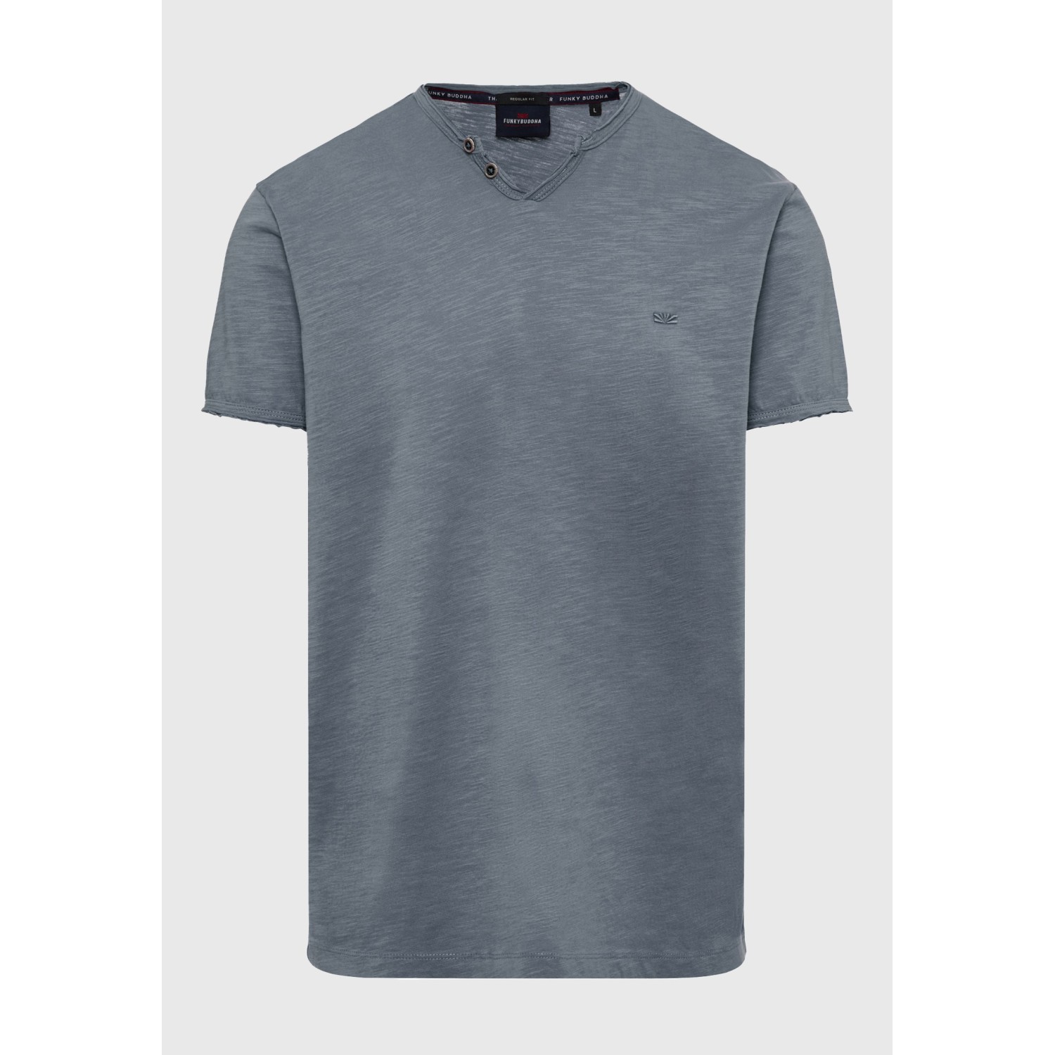 T-shirt με λαιμό henley και raw cuts - The essenti T-shirt με λαιμό henley και raw cuts - The essenti