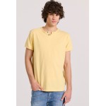 T-shirt με λαιμό henley και raw cuts - The essenti