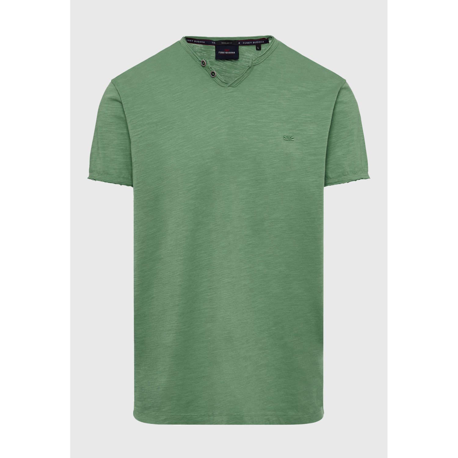 T-shirt με λαιμό henley και raw cuts - The essenti