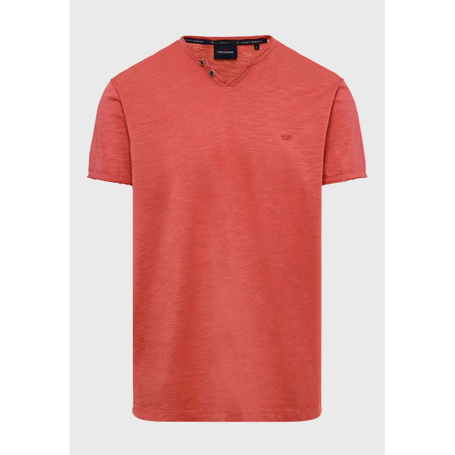 T-shirt με λαιμό henley και raw cuts - The essenti T-shirt με λαιμό henley και raw cuts - The essenti