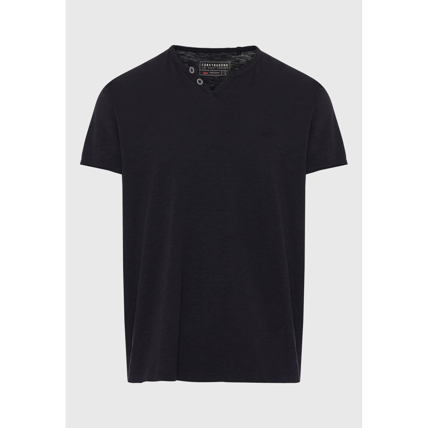 T-shirt με λαιμό henley και raw cuts - The essenti