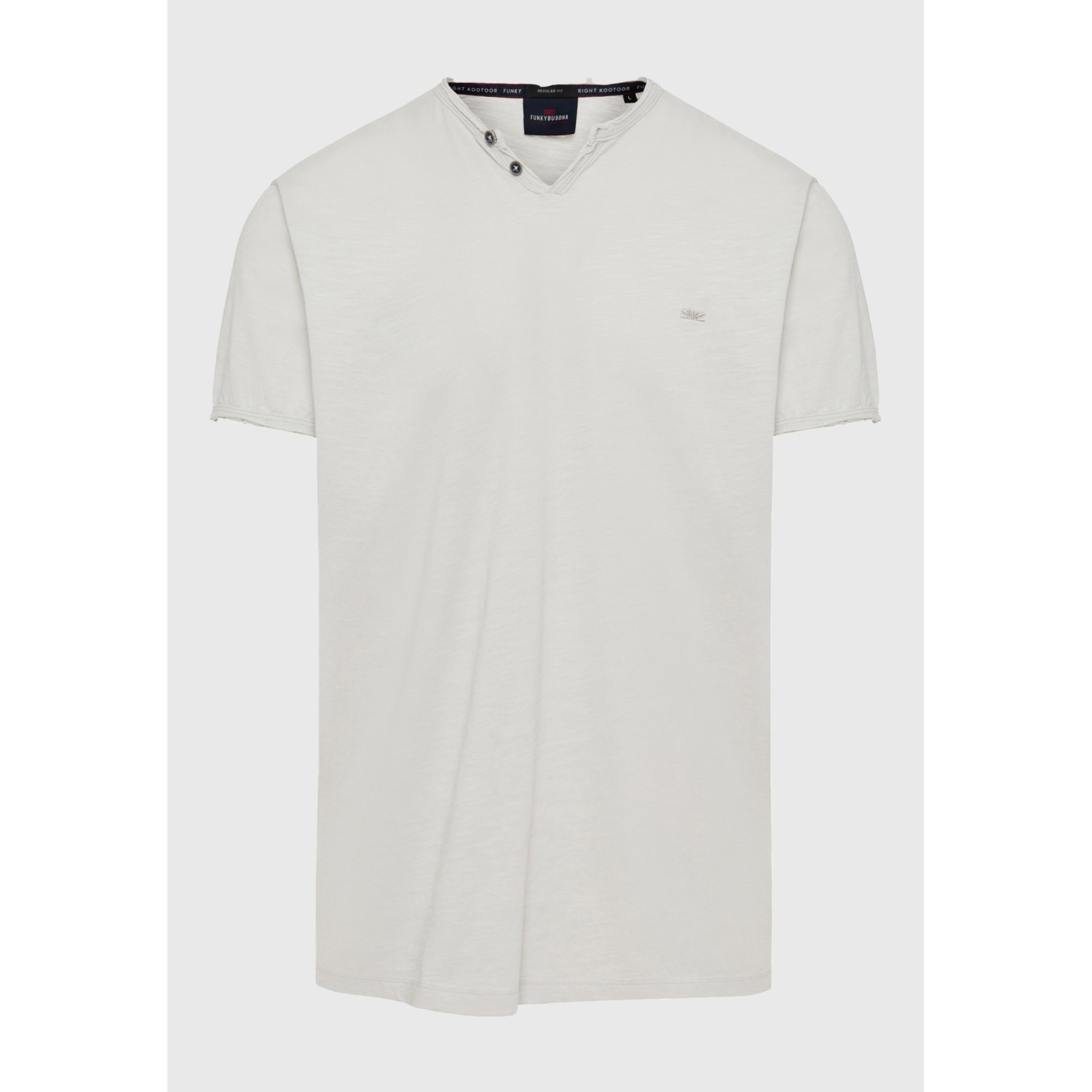 T-shirt με λαιμό henley και raw cuts - The essenti