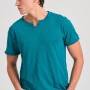 T-shirt με λαιμό henley και raw cuts - The essenti