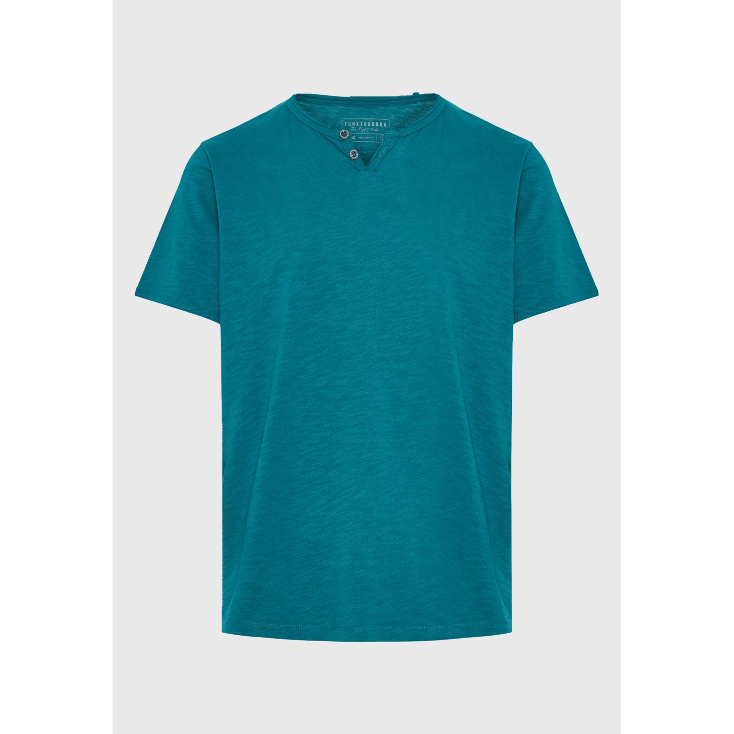 T-shirt με λαιμό henley και raw cuts - The essenti