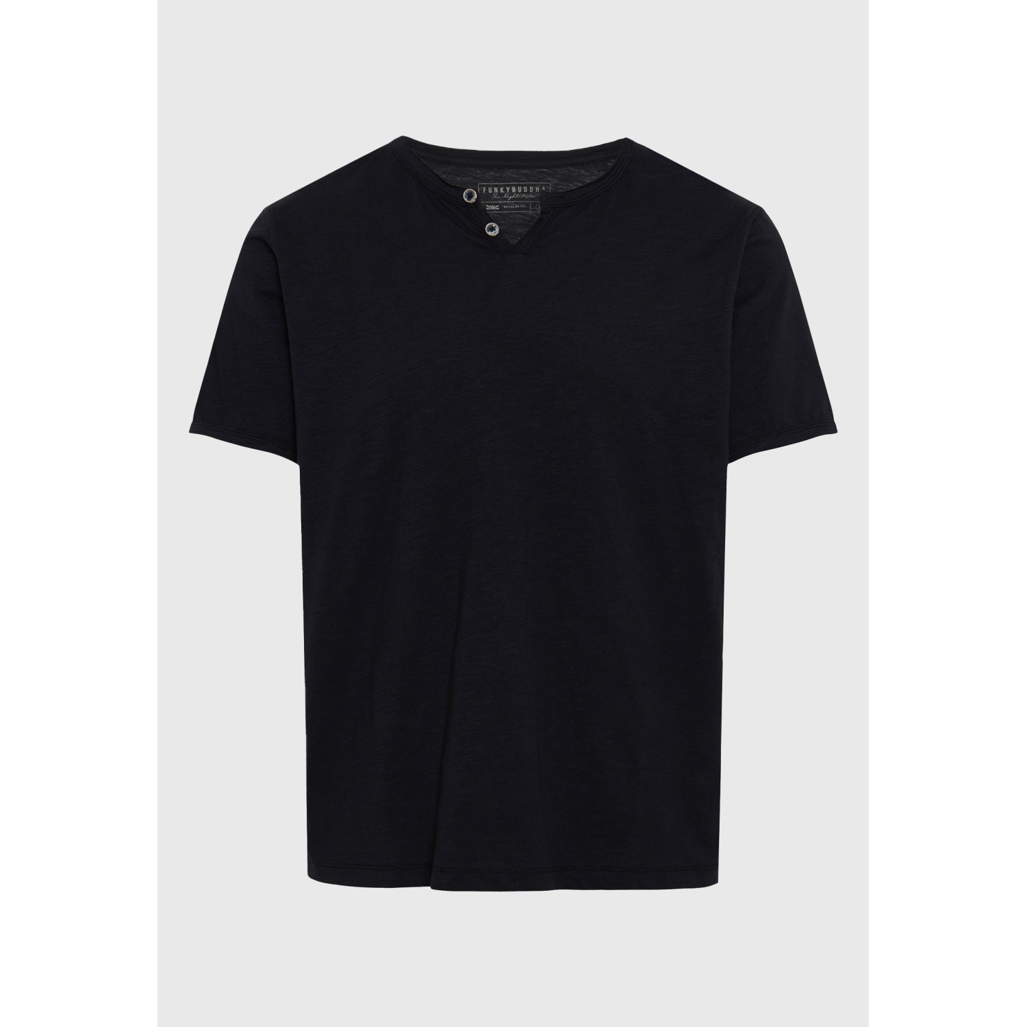 T-shirt με λαιμό henley και raw cuts - The essenti