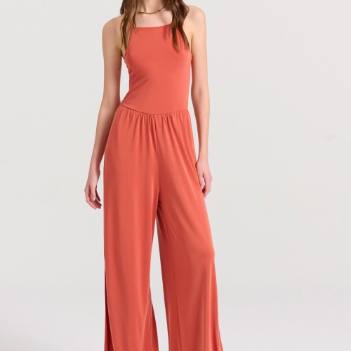 Wide leg fit ολόσωμη φόρμα με πλαϊνά ανοίγματα