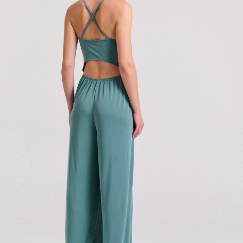 Wide leg fit ολόσωμη φόρμα με πλαϊνά ανοίγματα