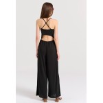 Wide leg fit ολόσωμη φόρμα με πλαϊνά ανοίγματα
