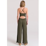 Wide leg fit ολόσωμη φόρμα με πλαϊνά ανοίγματα