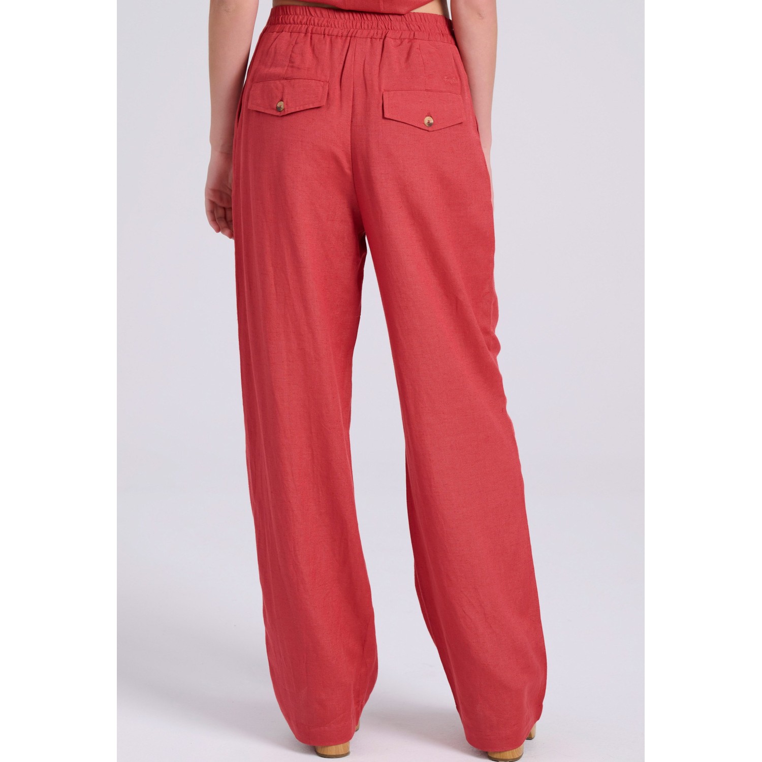 Wide leg linen blend παντελόνα με μονή πιέτα