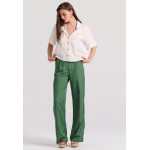 Wide leg linen blend παντελόνα με μονή πιέτα