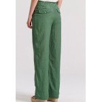 Wide leg linen blend παντελόνα με μονή πιέτα