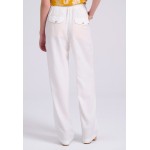 Wide leg linen blend παντελόνα με μονή πιέτα