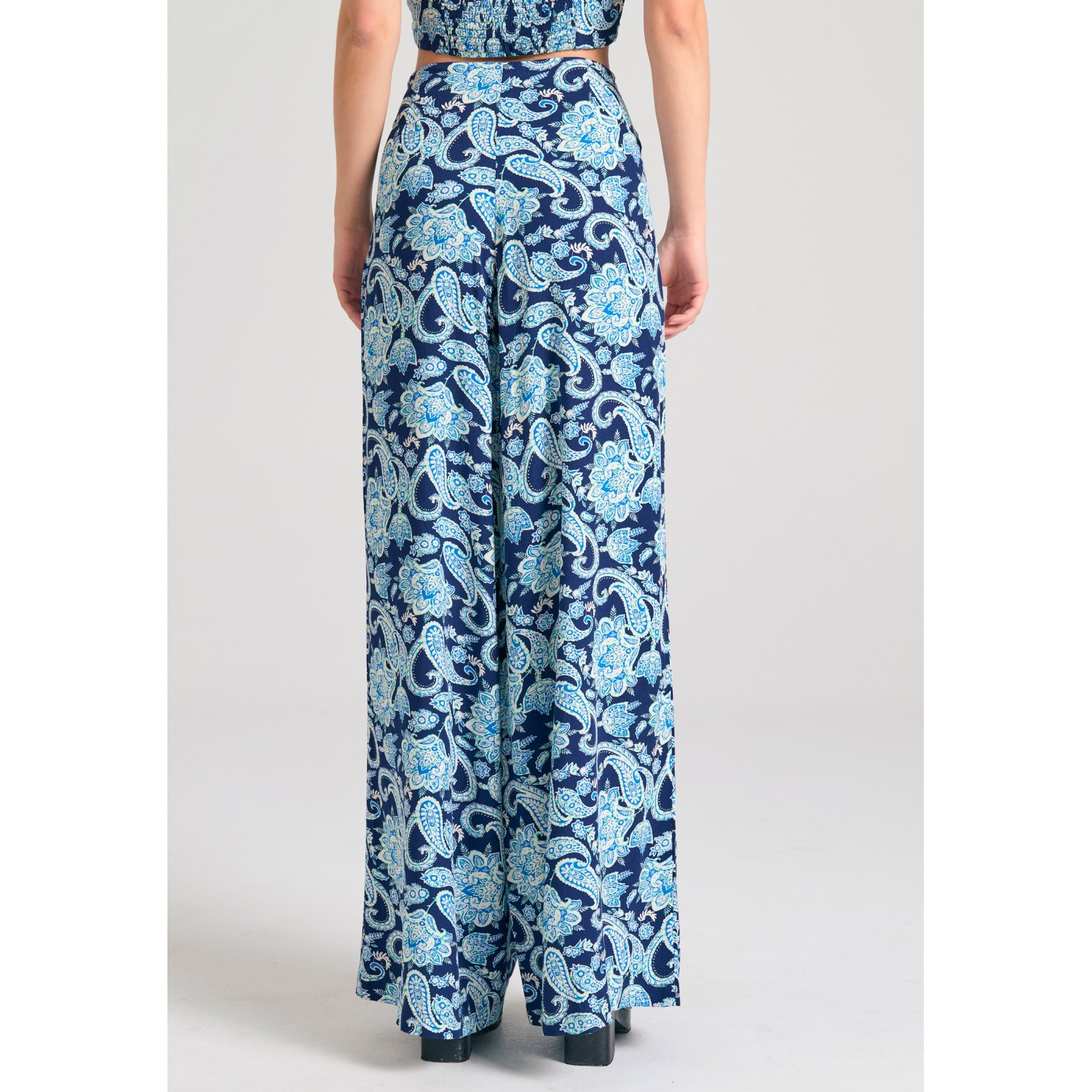 Wide leg εμπριμέ παντελόνα από βισκόζη