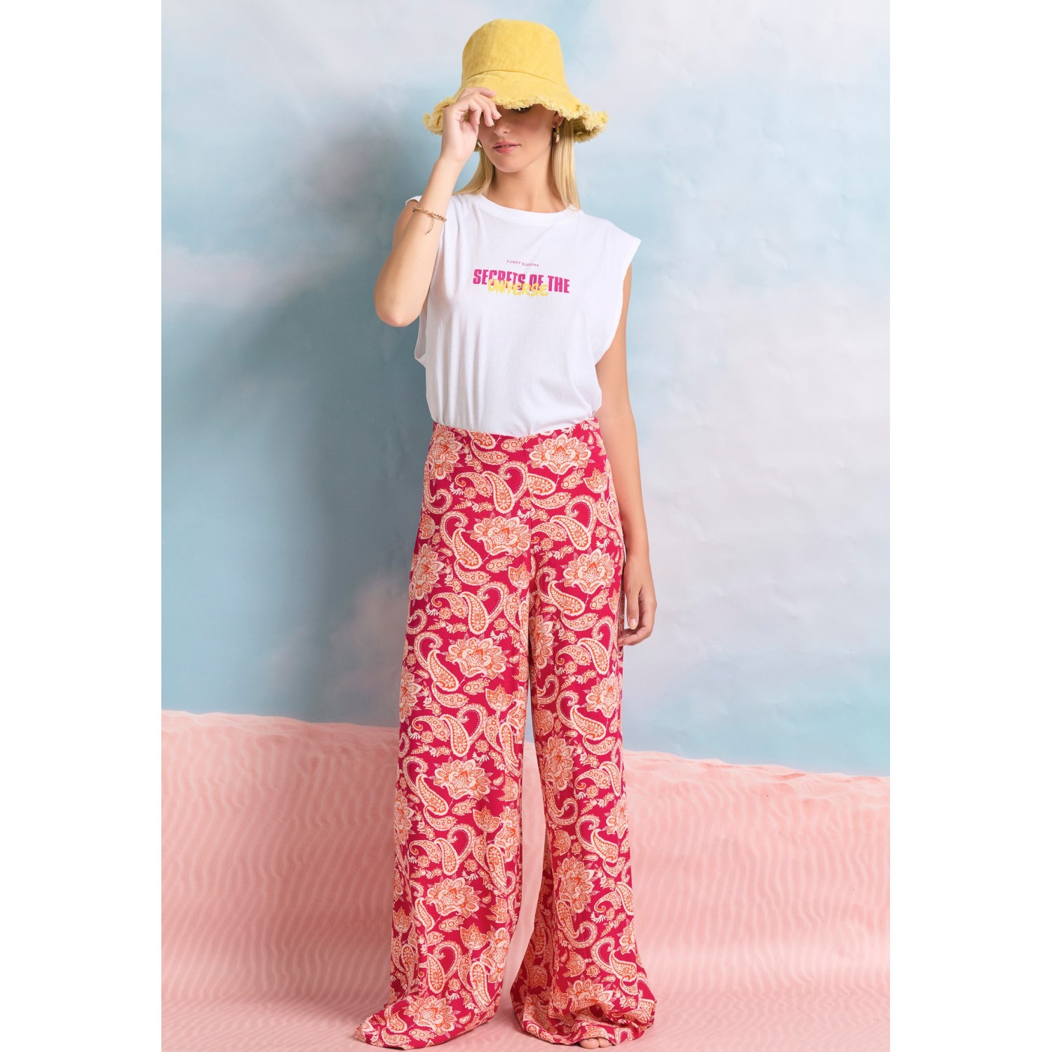 Wide leg εμπριμέ παντελόνα από βισκόζη