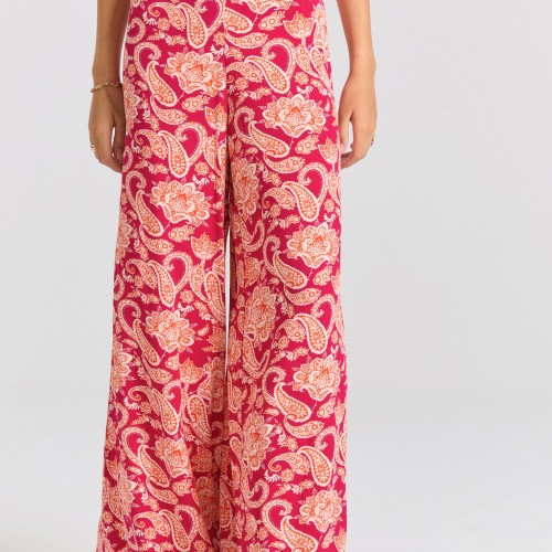Wide leg εμπριμέ παντελόνα από βισκόζη