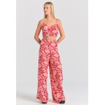 Wide leg εμπριμέ παντελόνα από βισκόζη