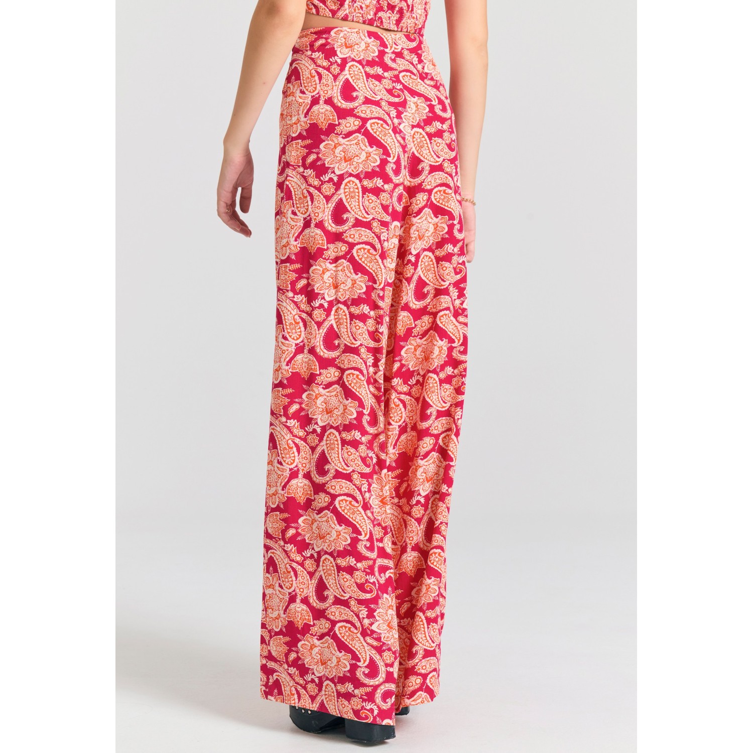 Wide leg εμπριμέ παντελόνα από βισκόζη