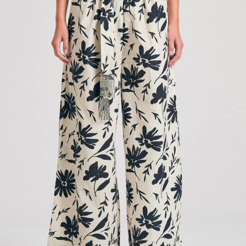 Wide leg εμπριμέ παντελόνα με exotic τύπωμα