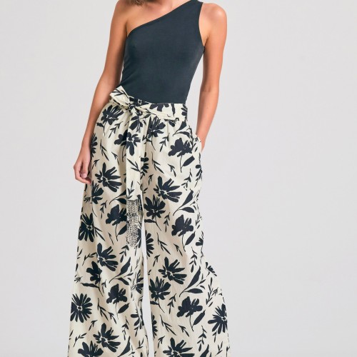 Wide leg εμπριμέ παντελόνα με exotic τύπωμα