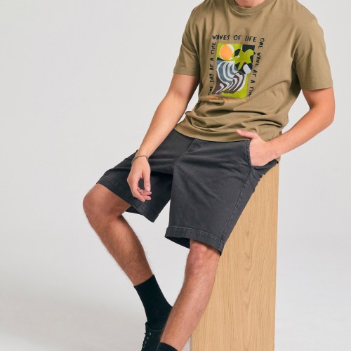 Ανδρική comfort fit garment dyed τζιν βερμούδα