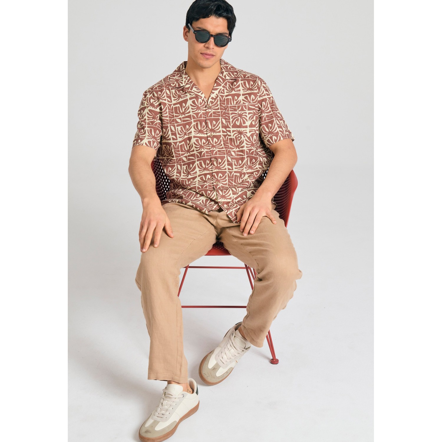 Ανδρικό comfort fit linen blend chino παντελόνι