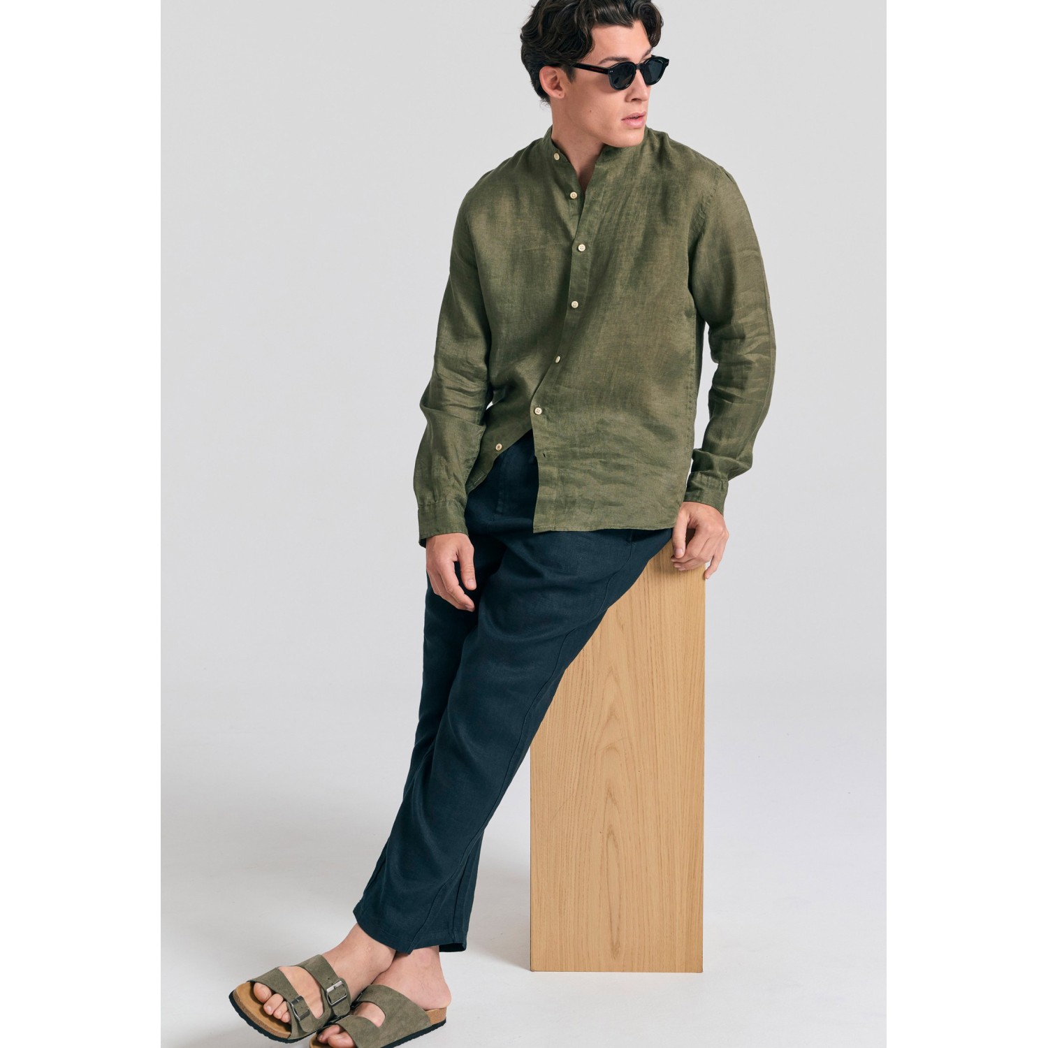 Ανδρικό comfort fit λινό chino παντελόνι Ανδρικό comfort fit λινό chino παντελόνι