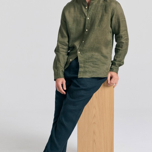 Ανδρικό comfort fit λινό chino παντελόνι