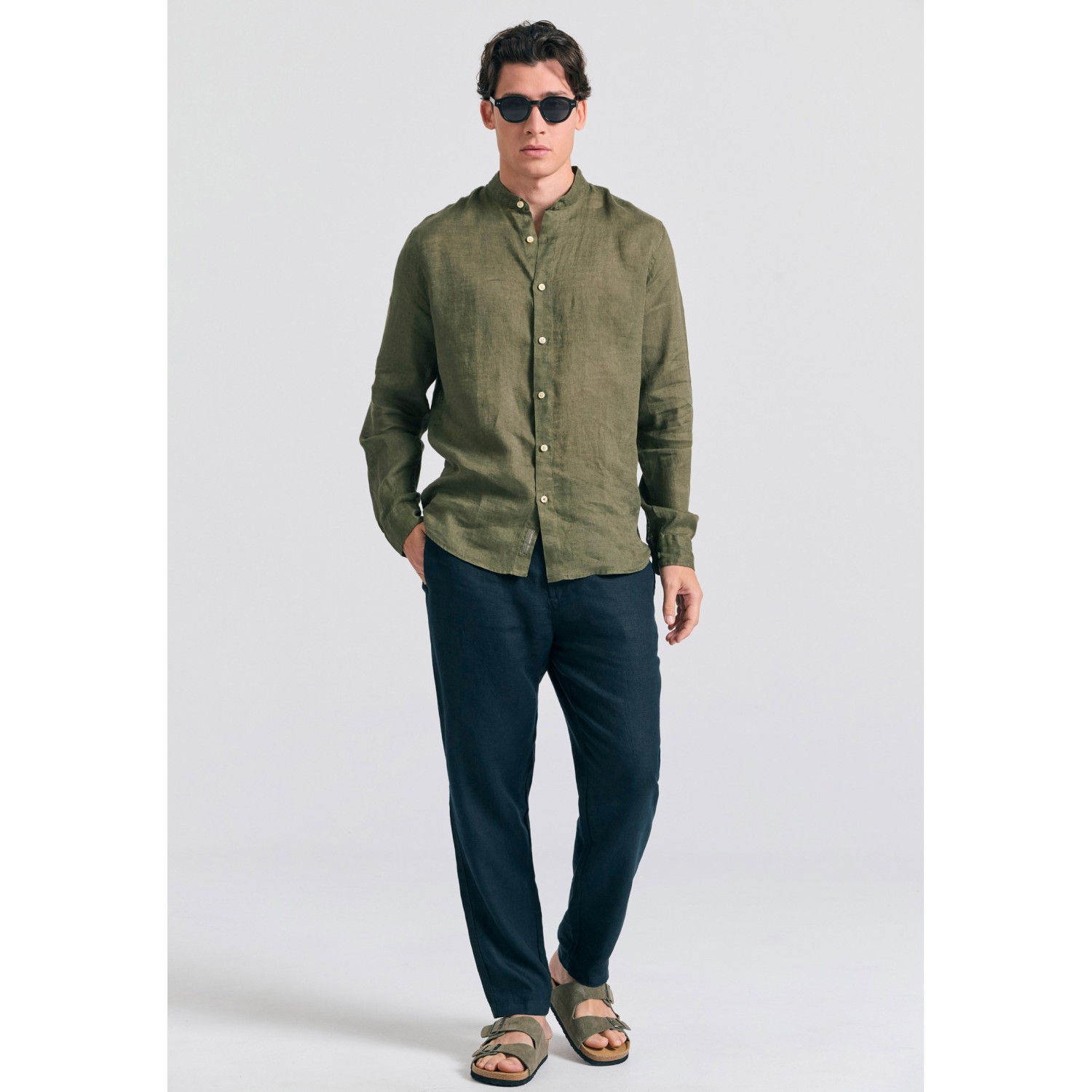 Ανδρικό comfort fit λινό chino παντελόνι Ανδρικό comfort fit λινό chino παντελόνι