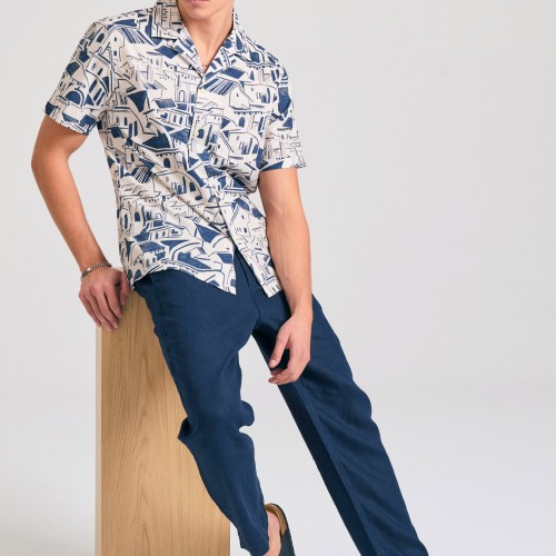 Ανδρικό comfort fit λινό chino παντελόνι
