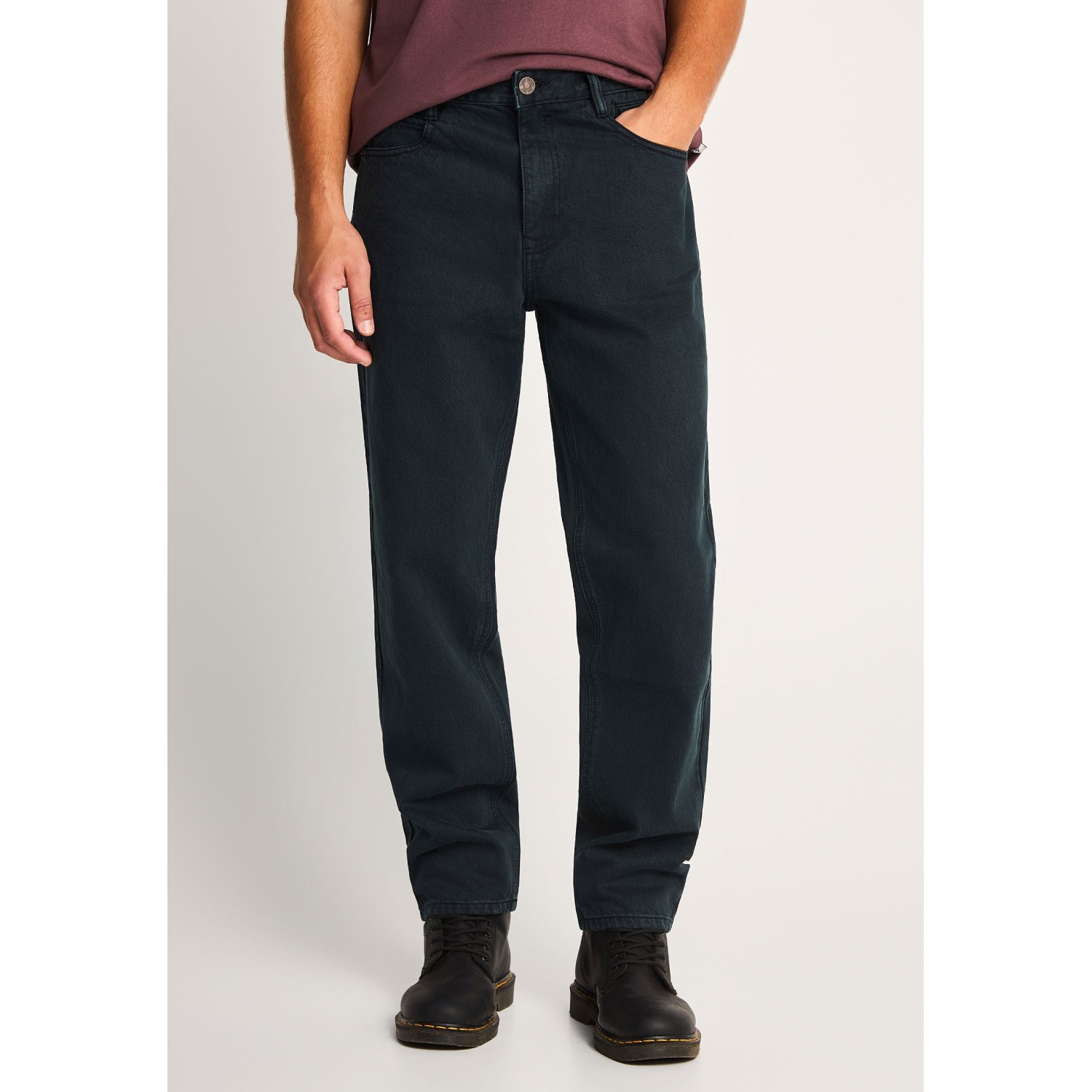 Ανδρικό ψηλόμεσο loose jean παντελόνι με back buck