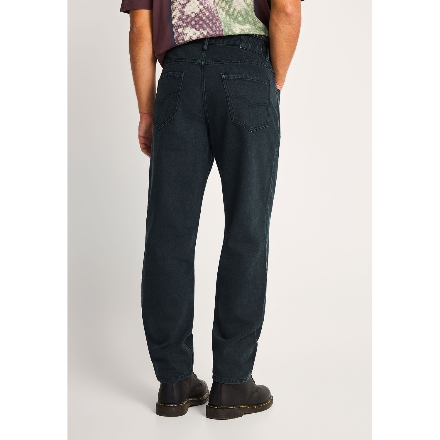 Ανδρικό ψηλόμεσο loose jean παντελόνι με back buck