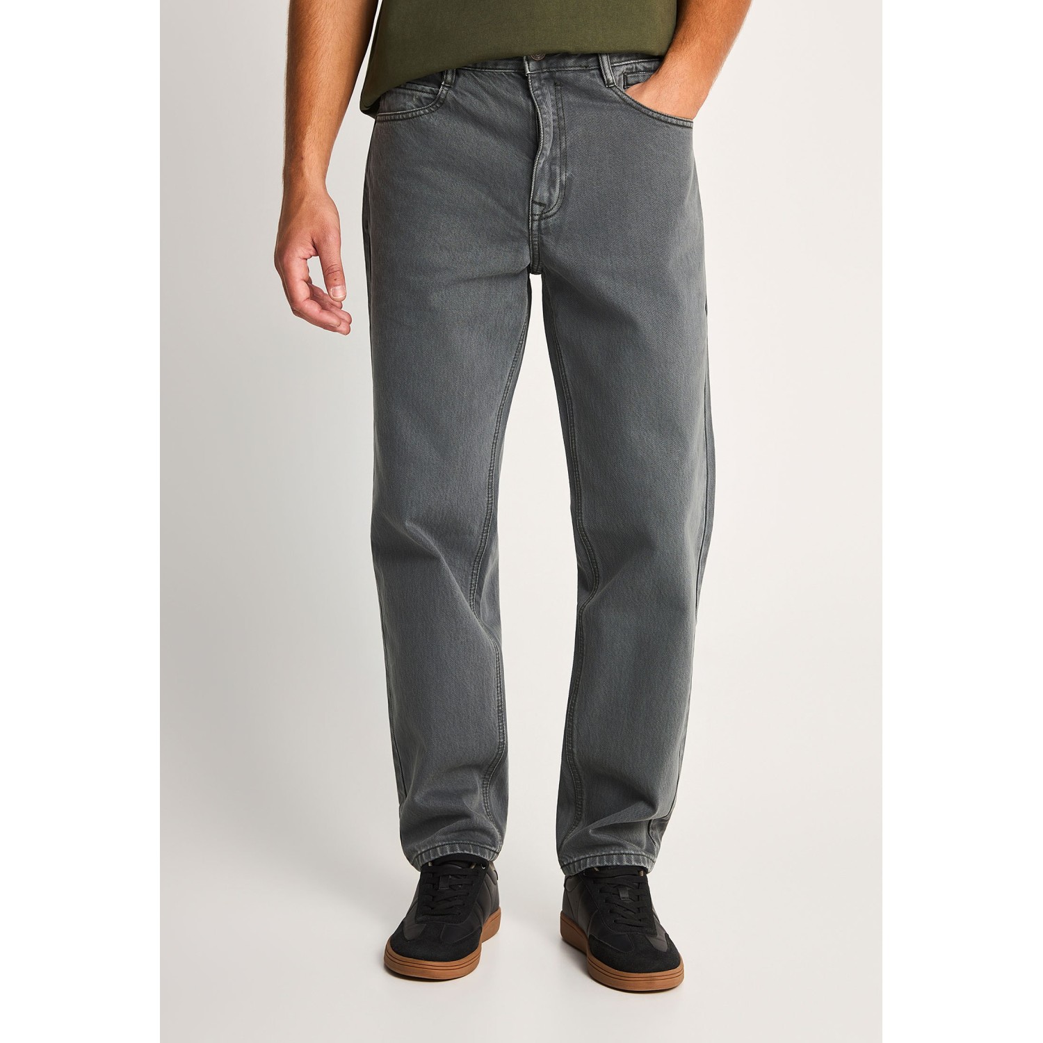 Ανδρικό ψηλόμεσο loose jean παντελόνι με back buck