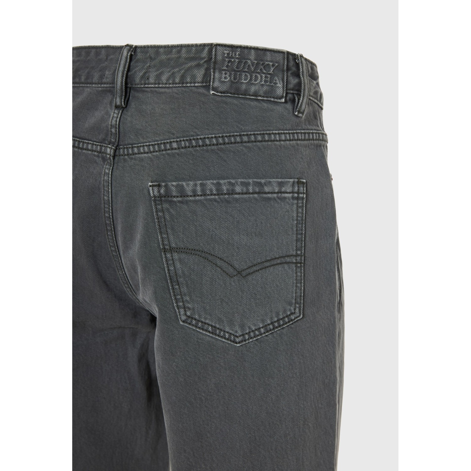 Ανδρικό ψηλόμεσο loose jean παντελόνι με back buck