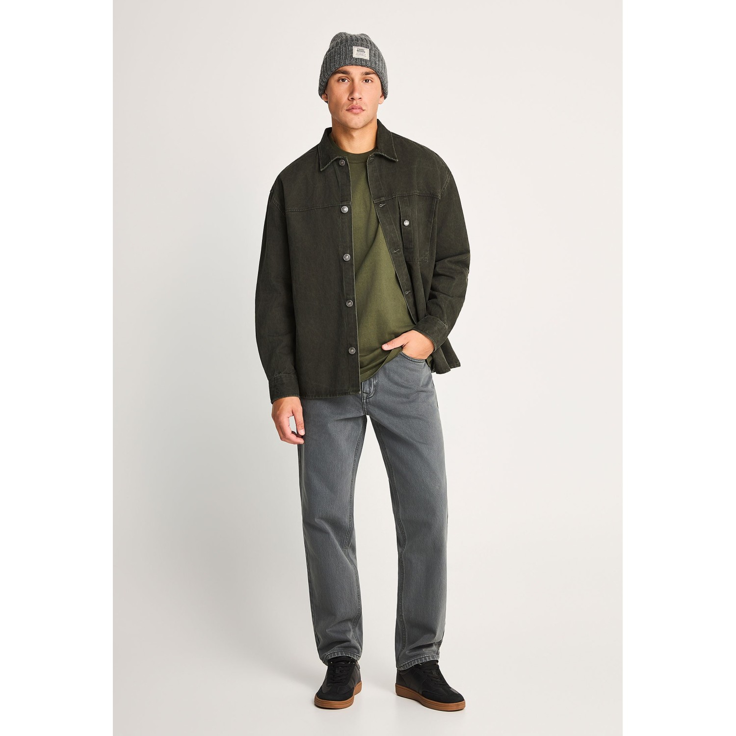 Ανδρικό ψηλόμεσο loose jean παντελόνι με back buck