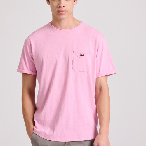 Βαμβακερό t-shirt με τσέπη στο στήθος