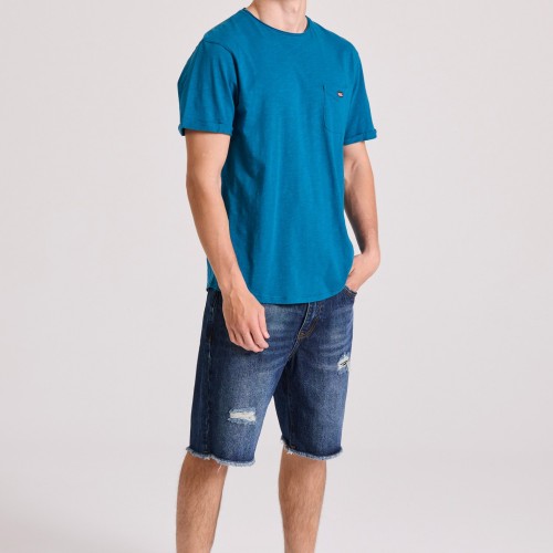 Βαμβακερό t-shirt με τσέπη στο στήθος Βαμβακερό t-shirt με τσέπη στο στήθος
