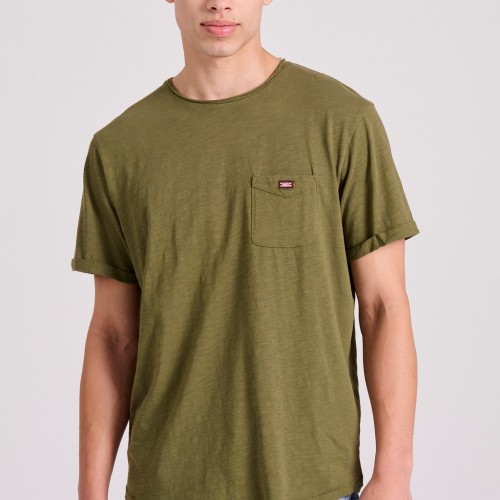 Βαμβακερό t-shirt με τσέπη στο στήθος