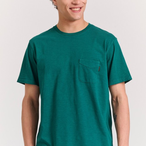 Βαμβακερό t-shirt με τσέπη στο στήθος