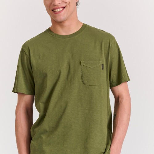 Βαμβακερό t-shirt με τσέπη στο στήθος